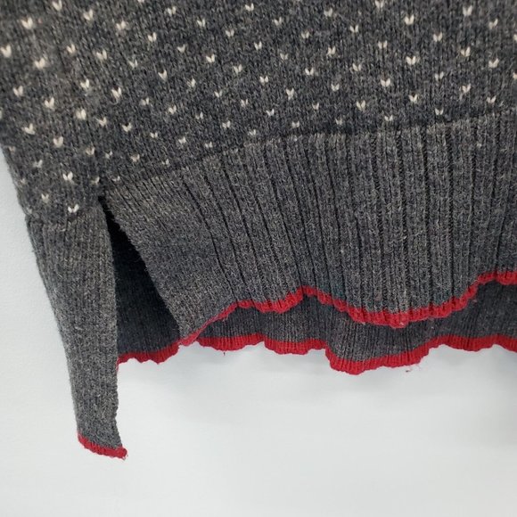 Eddie Bauer Womens Nordic Wool Cowl Neck Pullover Sweater Size XL Gray Red - Picture 6 of 14